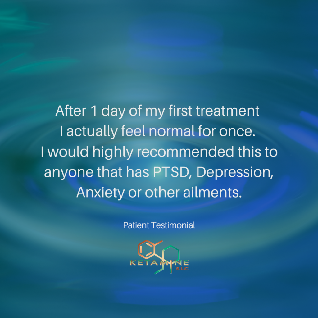 Patient testimonial that recommends ketamine treatment to anyone that has PTSD, depression, anxiety or other ailments.